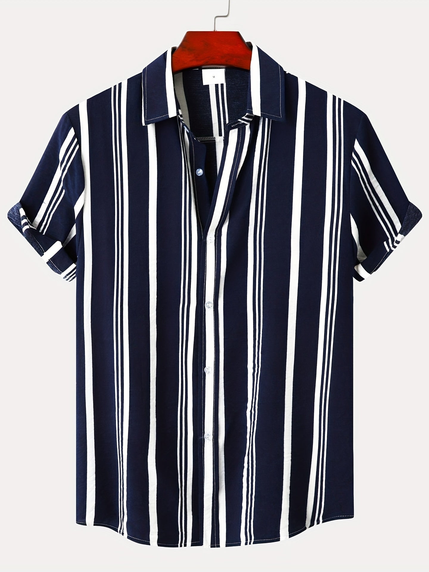 Stripe Print Men's Short Sleeve Shirt for Vacation