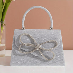 Glitter Bow Rhinestone Evening Bag Clutch Purse Chain Shoulder Wedding Party