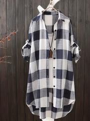  Plaid Print Button Up Long Sleeve Shirt