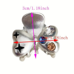 Silvery Hair Claw Clip Colorful Rhinestone Decor Shark Claw Star Hair Claw