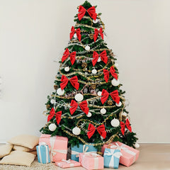 12pcs Red Christmas Bow Decoration for Party Supplies