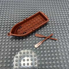 3pcs Hand Rowing Boat Building Blocks Set ABS Material Deep Brown
