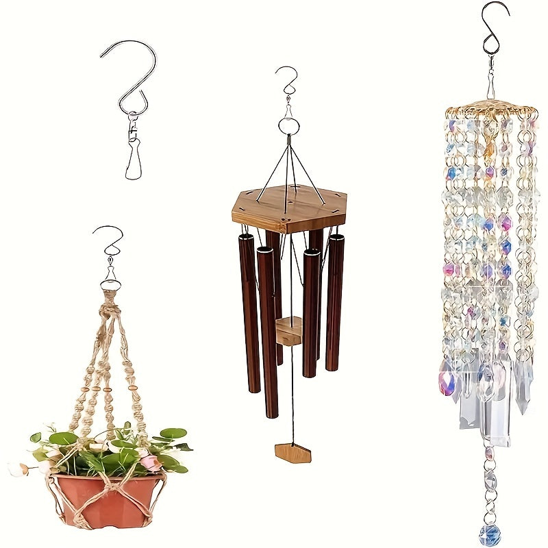 6pcs Rotating Wind Chime Hooks Stainless Steel for Hanging