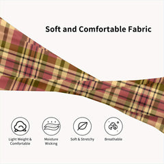 Men's Plaid Headband Non Slip Breathable Hairband Red Yellow Beige H
