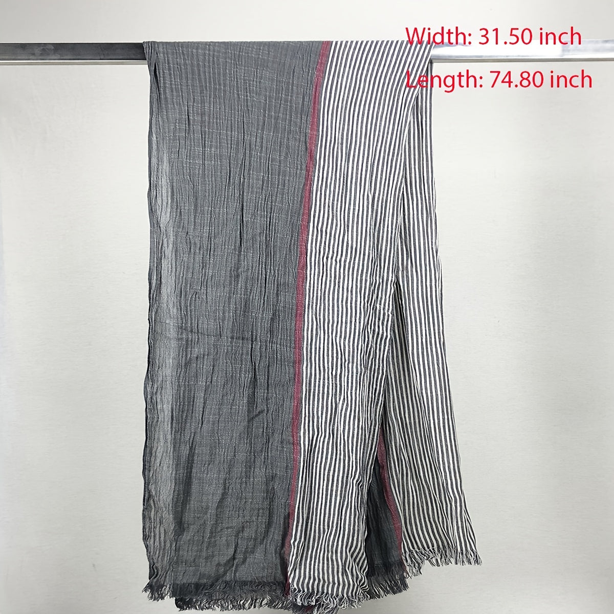 Classic Grey Striped Scarf Bandana Hijab Coldproof Warm Vintage