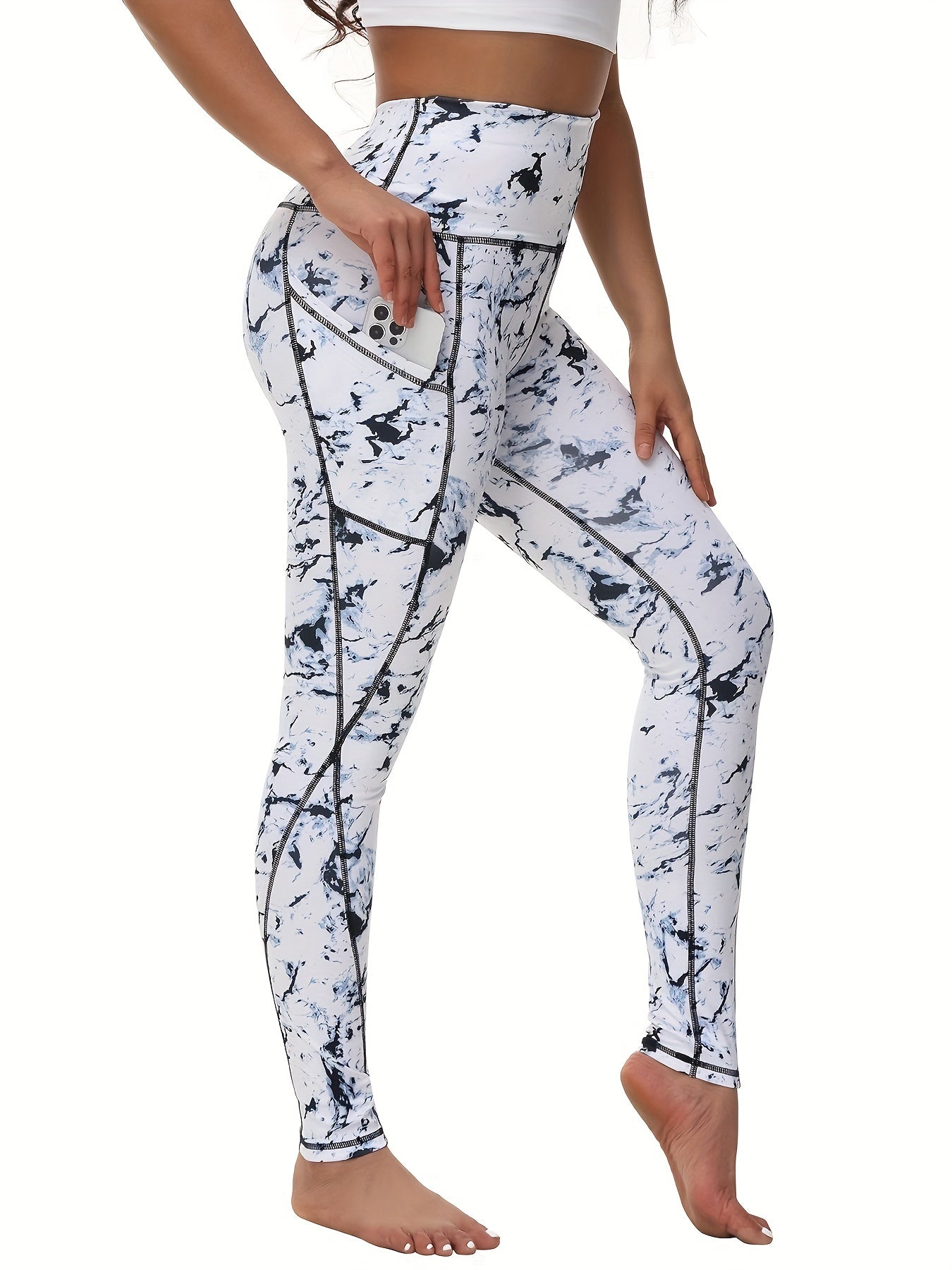 High Waist Sports Leggings Tummy Control Printed Pants for Women