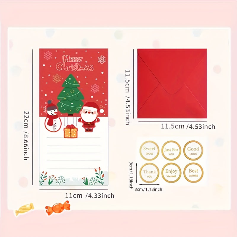 Christmas Folding DIY Card Cartoon Thank You Blessing Message 3D Greeting Card