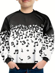 Teens 3D Musical Notes Sweatshirt Casual Pullover Street Wear