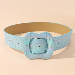  Laser Belt Embossed PU Leather Dress Coat Girdle Belts
