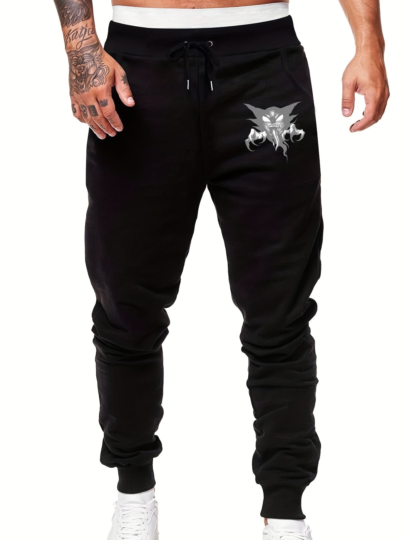 Men s Graffiti Scary Ghost Printed Sweatpants with Pockets