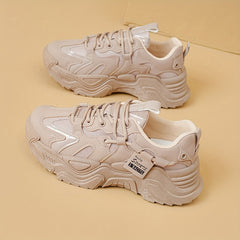 Women's Retro Platform Sneakers Lace-Up Casual Dad Shoes
