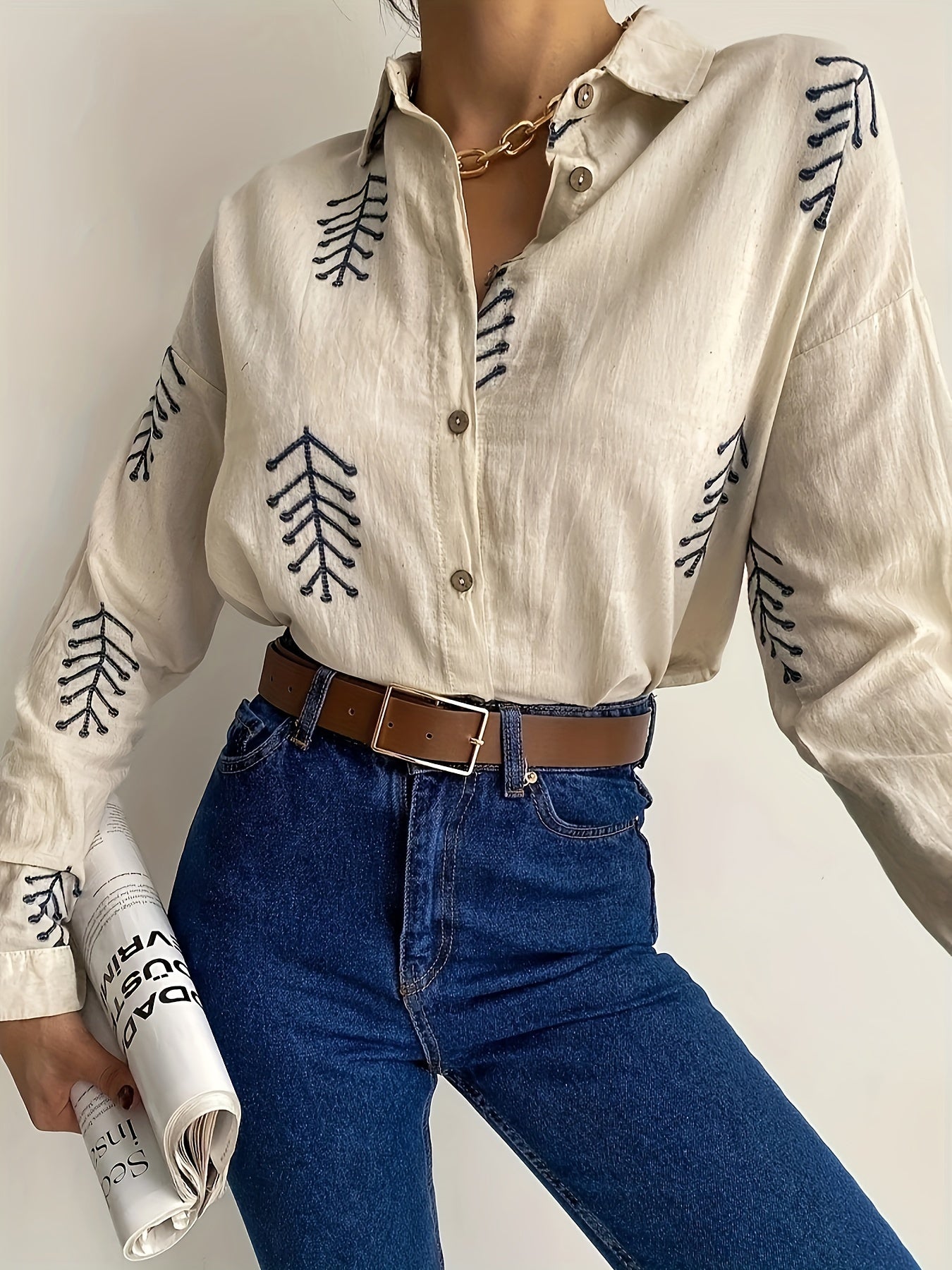  Casual Blouse Women's Plus Allover Print Distressed Shirt Top