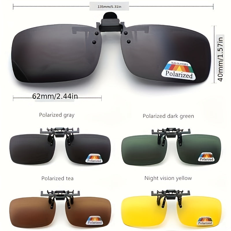 4pcs Clip on Flip Up Sunglasses Polarized Night Vision Glasses