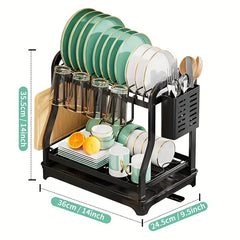 Double Layer Storage Rack with Cutting Board