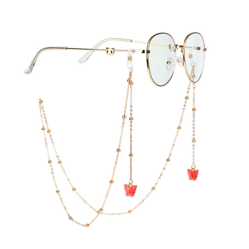 Alloy Butterfly Pendant Glasses Chain Colorful Mask Chain Necklace