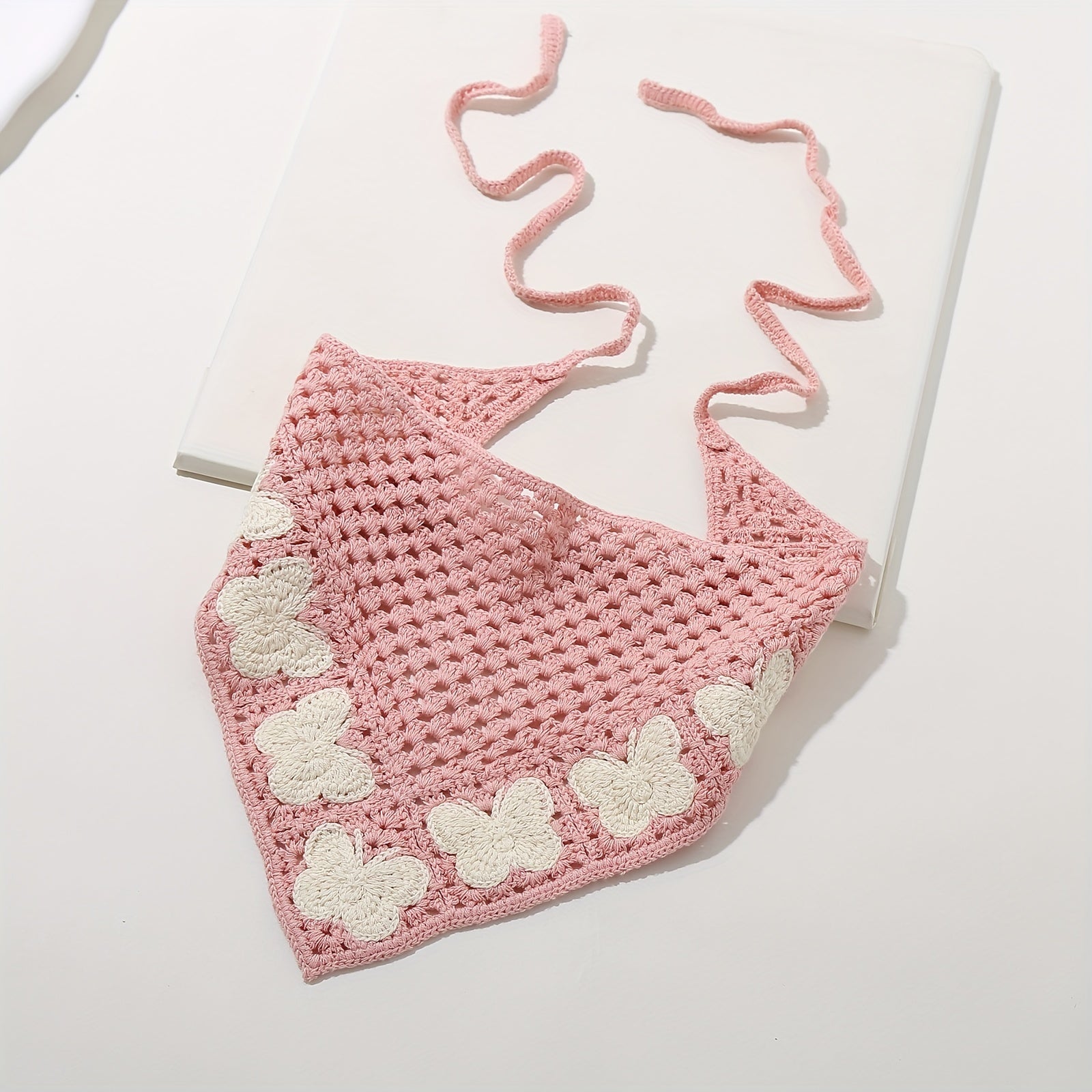 Butterfly Crochet Triangular Scarf Sweet Bandana Headband Hair Accessory