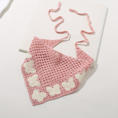 Butterfly Crochet Triangular Scarf Sweet Bandana Headband Hair Accessory