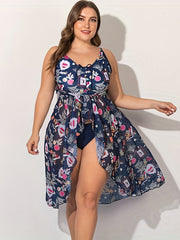  Swim Dress & Panty Set Women's Graphic Print Swim Two Piece