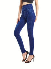  Butterfly & Denim Print High Rise Leggings