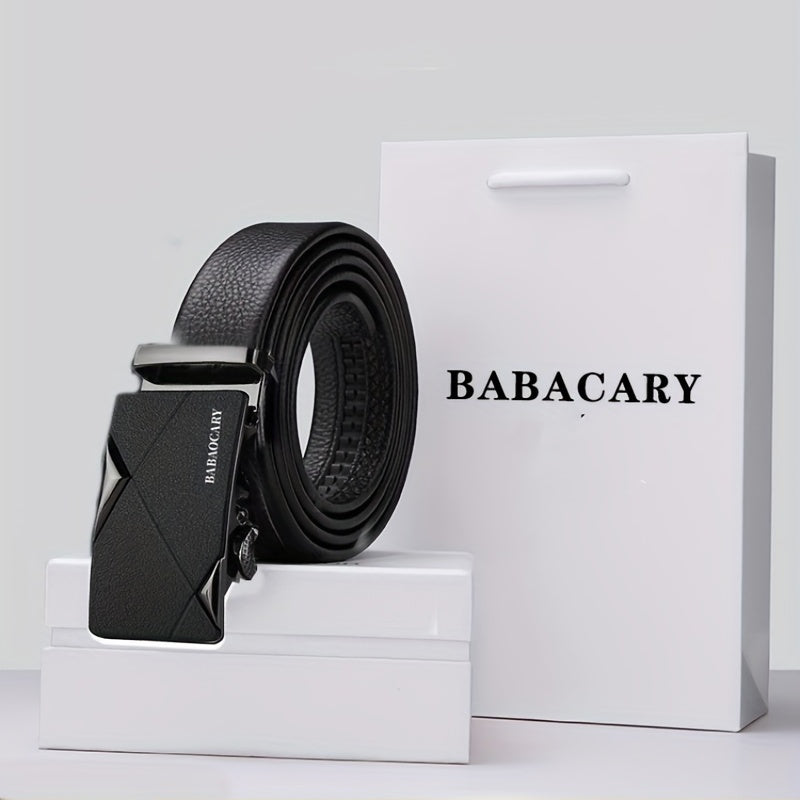 Men's Leather Belt Automatic Buckle Business Suit Waist Strap
