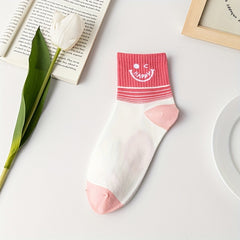 3 Pairs Floral & Letter Print Socks All Match Women's Stockings
