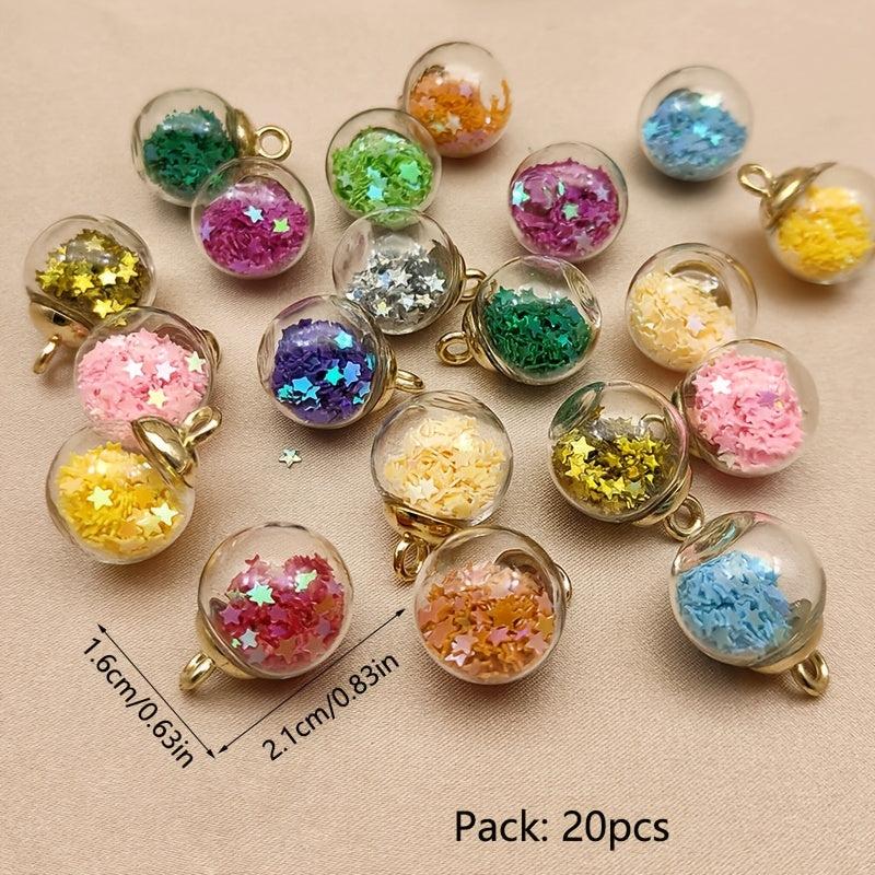20pcs Glass Ball Artificial Jewelry Mixed Star Sequins 2 1 1 Pendant