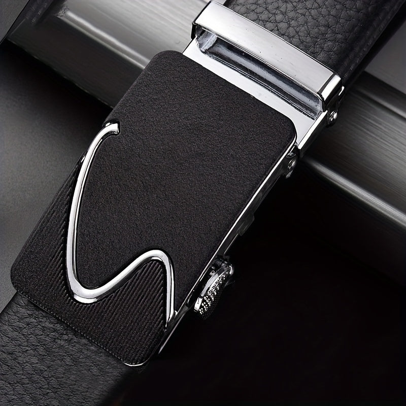 Men's Faux Leather Belt with Automatic Buckle