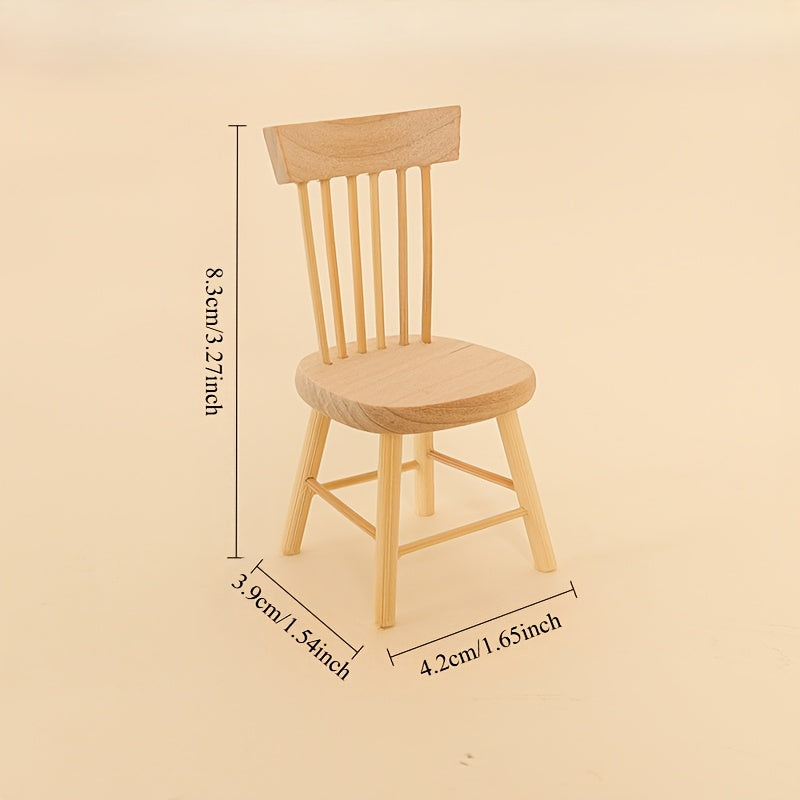 Dollhouse Dining Chair Brown Wood Grain Compact Size for Accessories