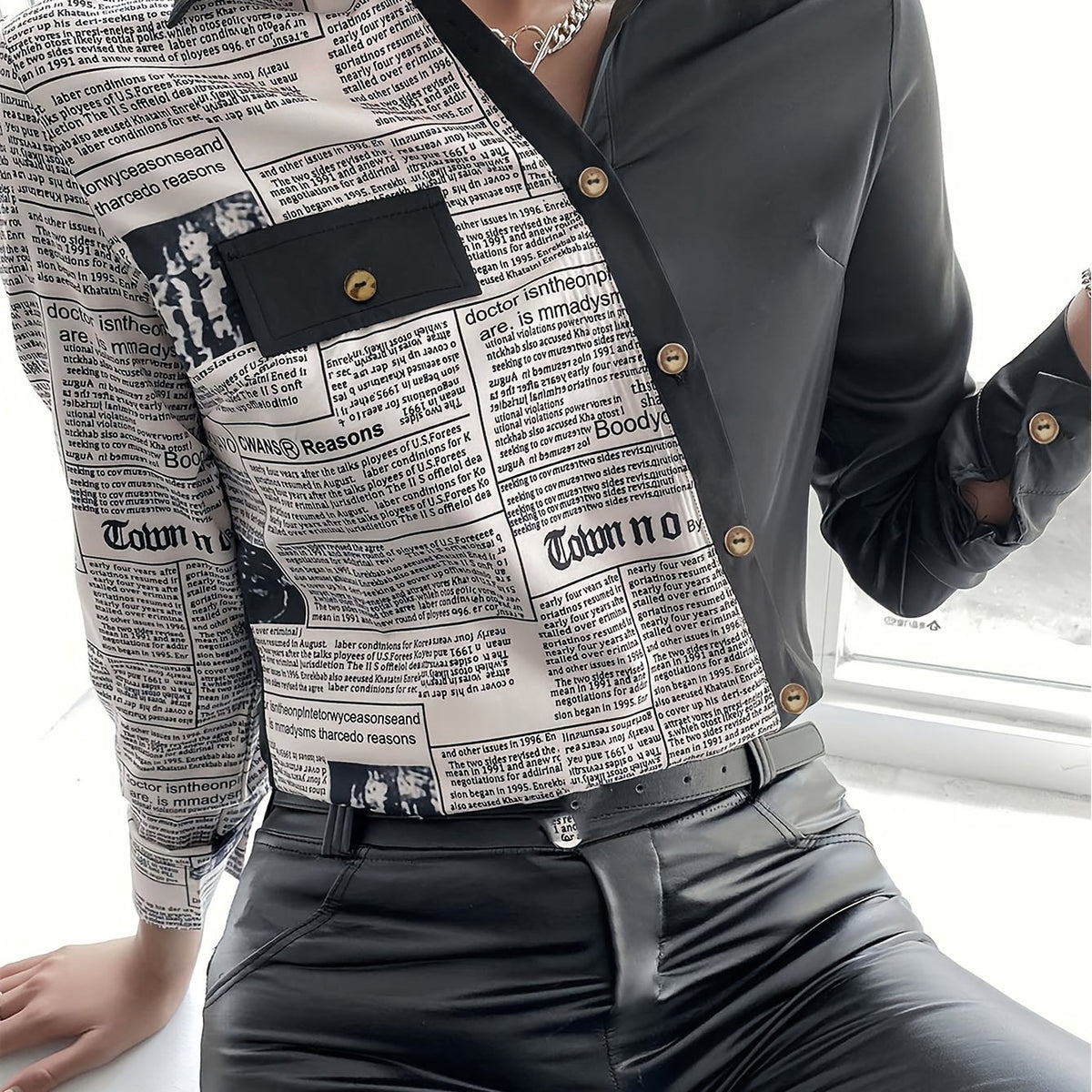  Pop Art Print Long Sleeve Blouse