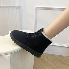 Women's Warm Fleece Ankle Snow Boots Winter Thermal Lace Up Non Slip Boots