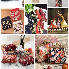 5pcs Japanese Cotton Fabric DIY Kimono Sewing Dolls Bags Clothing Navy