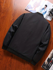 Men's Stand Collar Zip Up Jacket for Spring Fall
