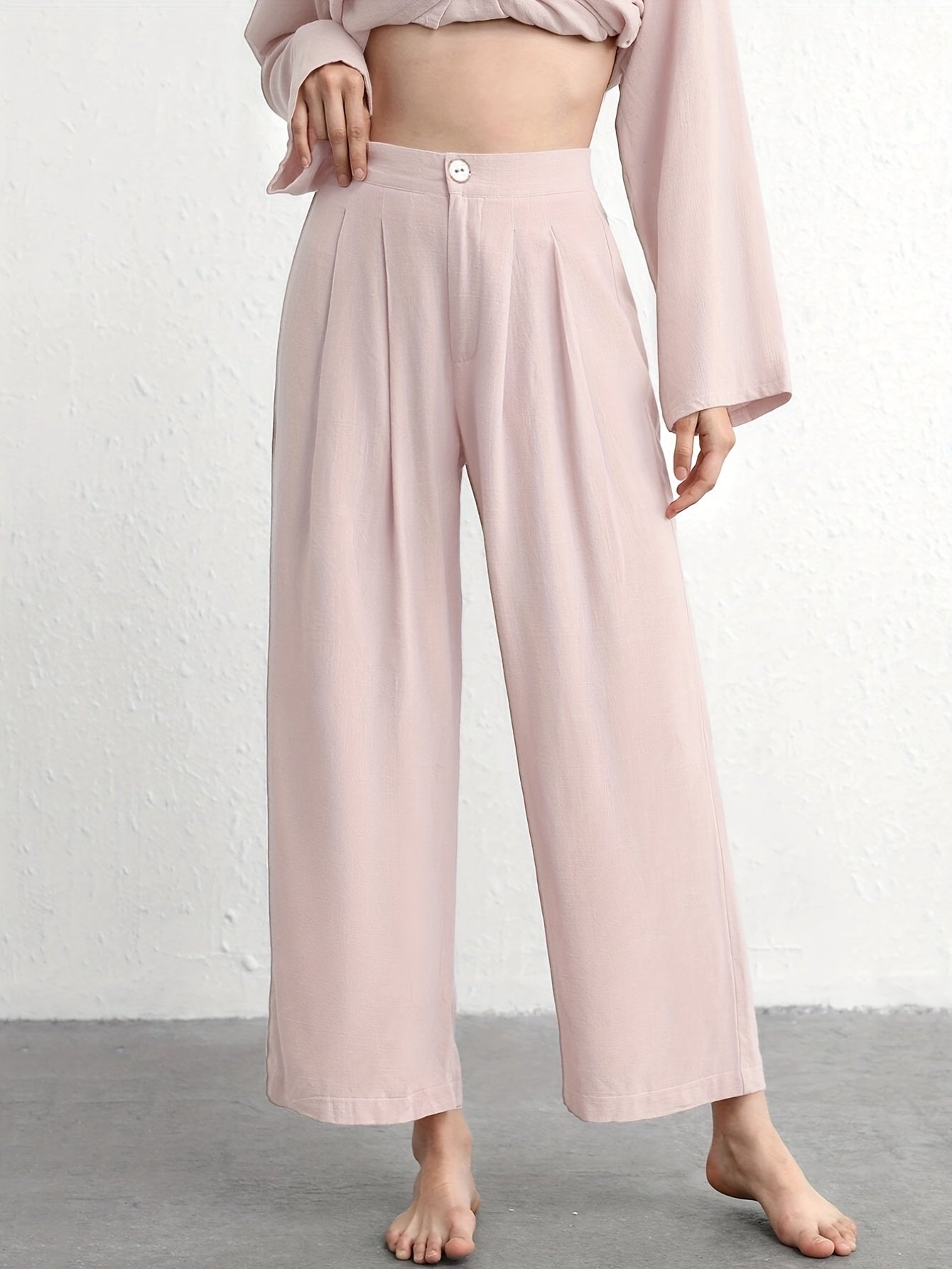 Solid Buttons Lounge Bottoms Comfy & Lounge Pants Womens Loungewear