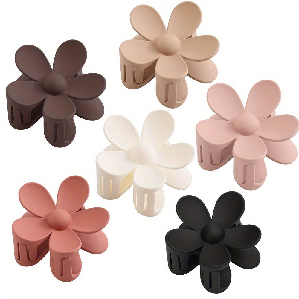 6Pcs Large Frosted Hair Claw Flower Clips for Women