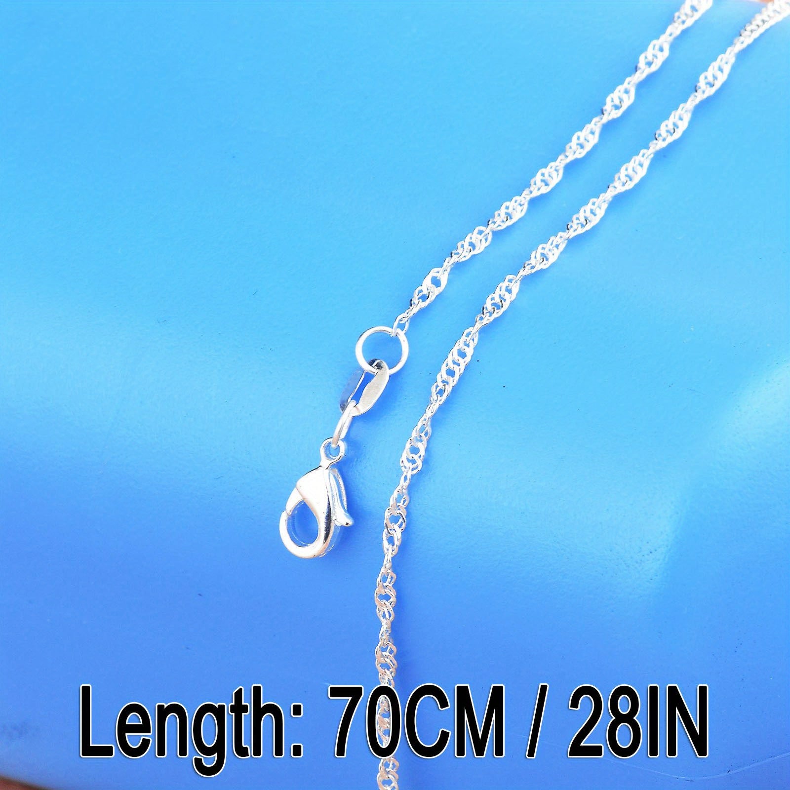 40cm Silver Plated Necklace Water Wave Chain