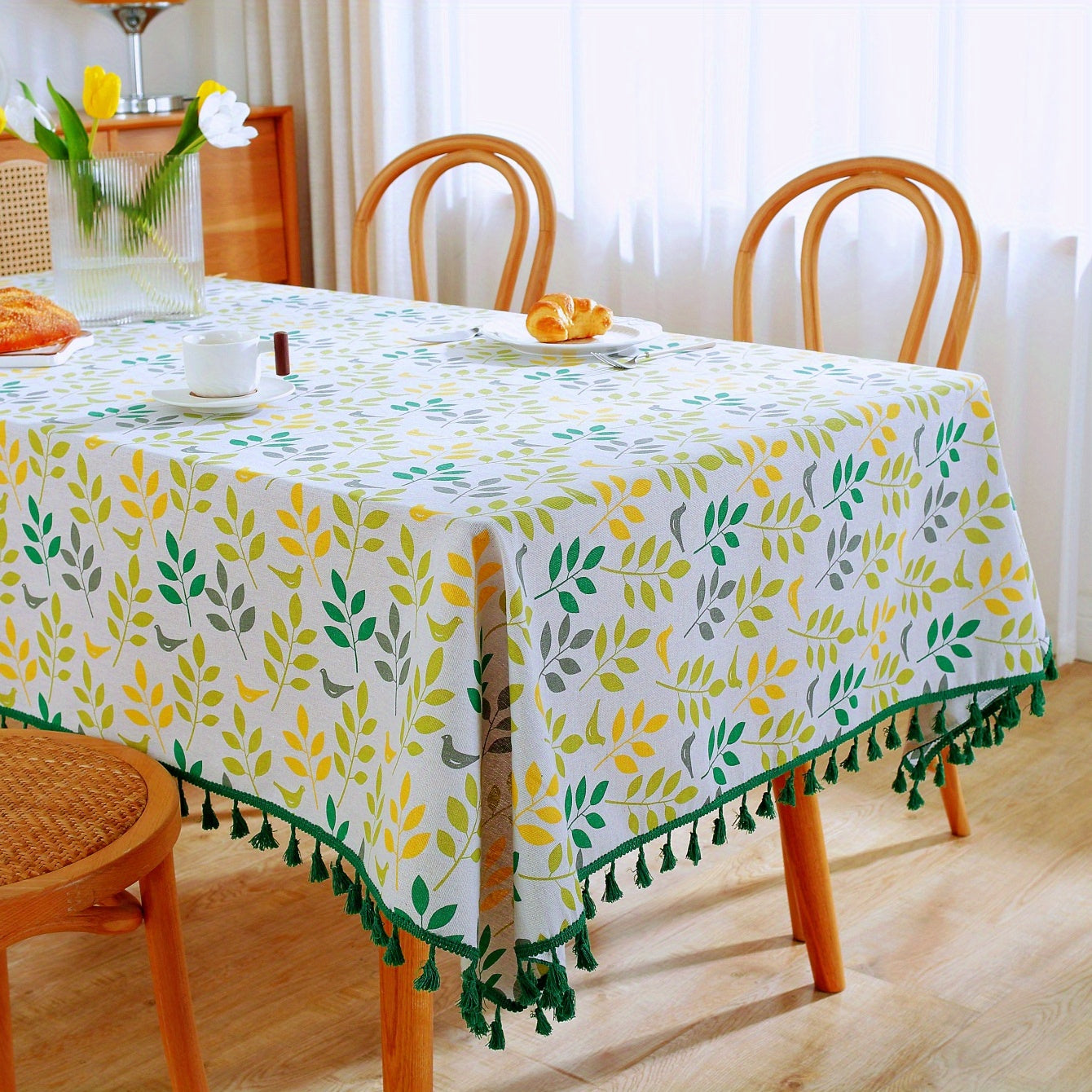Colorful Leaf Tablecloth Watercolor Rectangular Tablecloth
