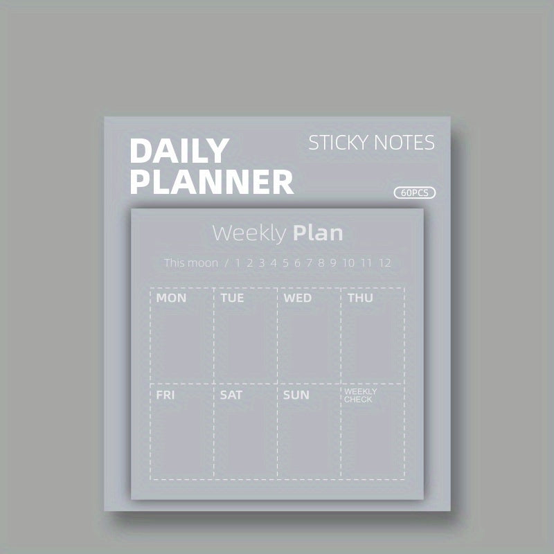 1pc 60 Sheets Sticky Notes Weekly Plans Daily Tracker Month Challenge Memo Pads