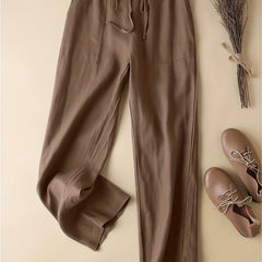  High Rise Straight Leg Trousers With Pockets