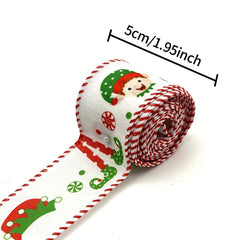 4.57m Christmas Wired Edge Ribbon Little Doll Hats & Legs Stripes Dots Diagonal