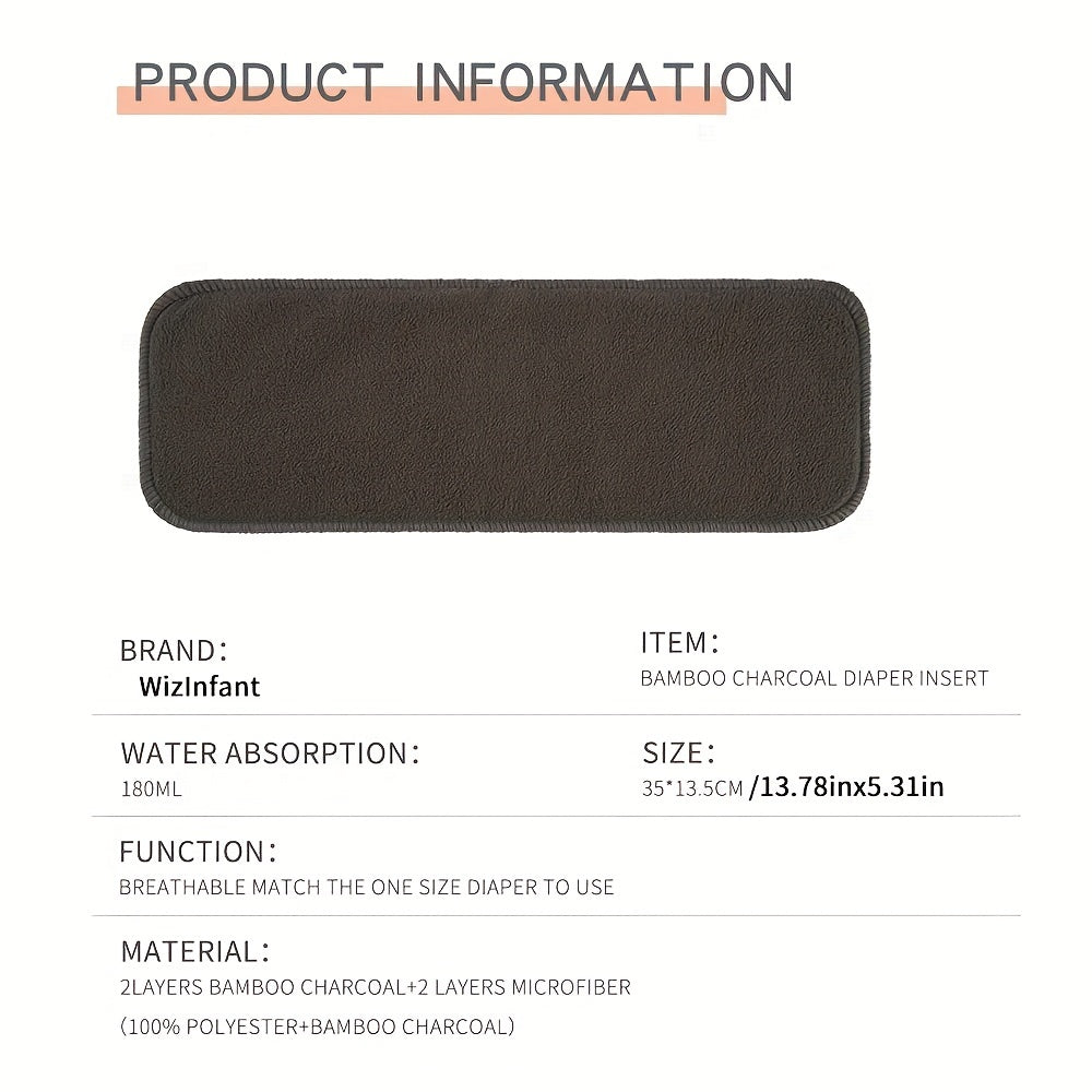 2pcs Reusable 4 Layers Bamboo Charcoal Diaper Pads - Keep Baby Fresh & Odor-Free