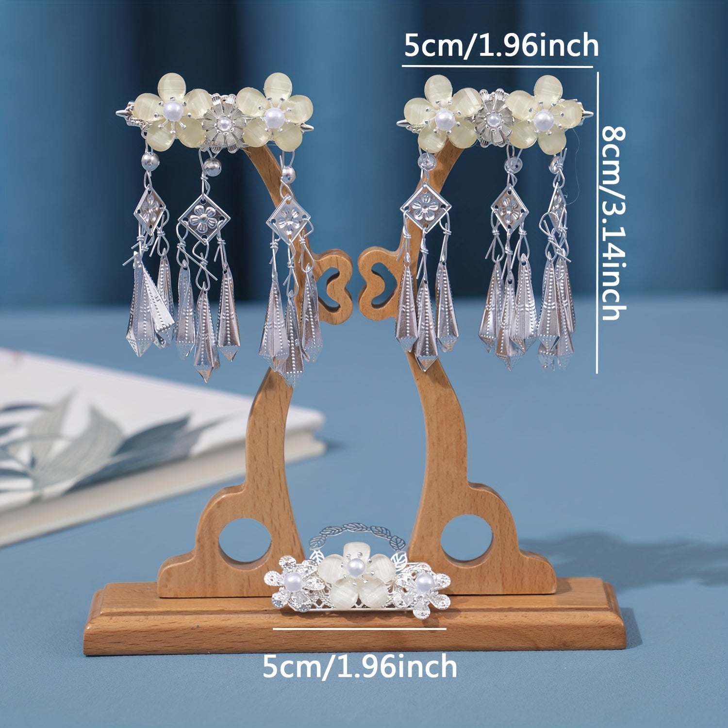 Ancient Style Headdress Silvery Hair Clip Set with Tassel