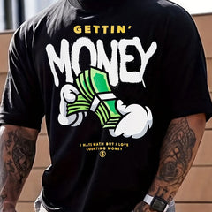 Cartoon Money Print Men's Graphic Crew Neck T-shirt