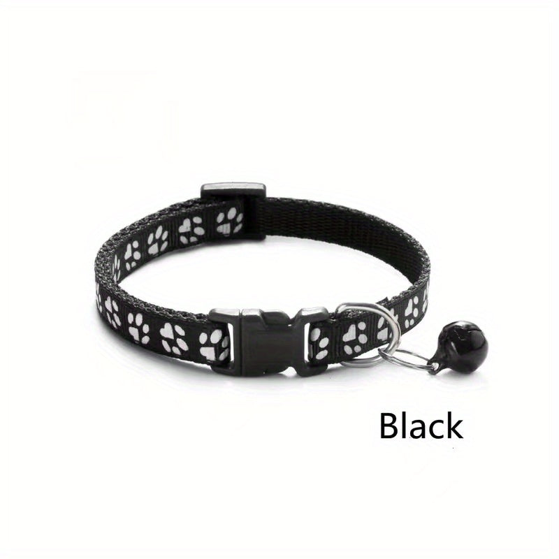 Adjustable Printed Cat Collar with Bell - Quick Release and Safe