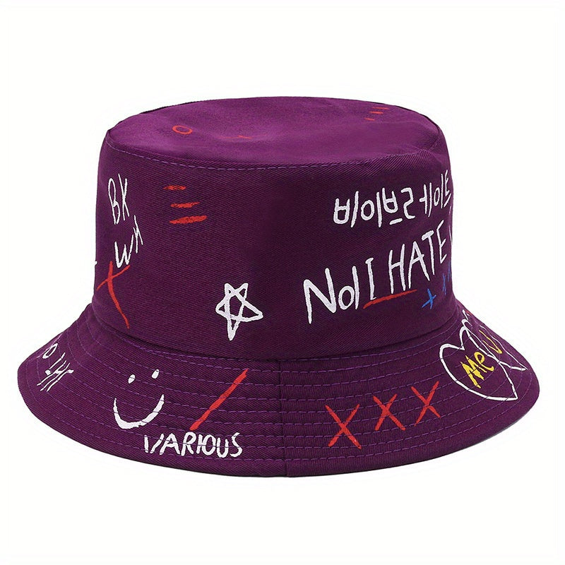 Graffiti Print Bucket Hat for Couples