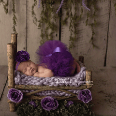 Newborn Purple Tutu Set Baby Girl Tutu Newborn Photo Props