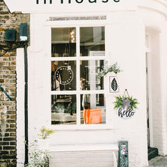 Hello Front Door Round Wooden Sign Hanging Welcome Sign Farmhouse Porch Spring