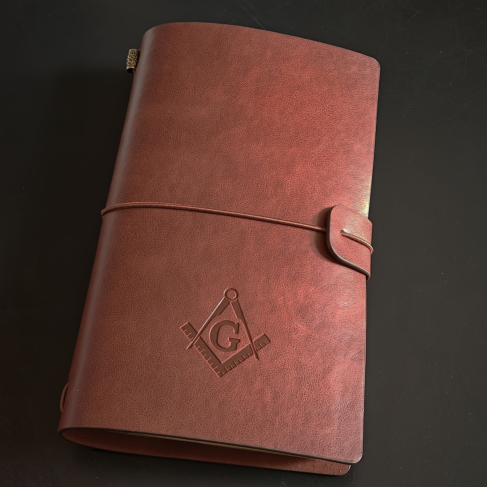 Brown Leather Masonic Journal Soft Cover Embossed Symbol
