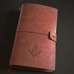 Brown Leather Masonic Journal Soft Cover Embossed Symbol