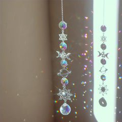 3pcs Colorful Crystal Suncatchers with Chain Pendant for Home Garden Wedding