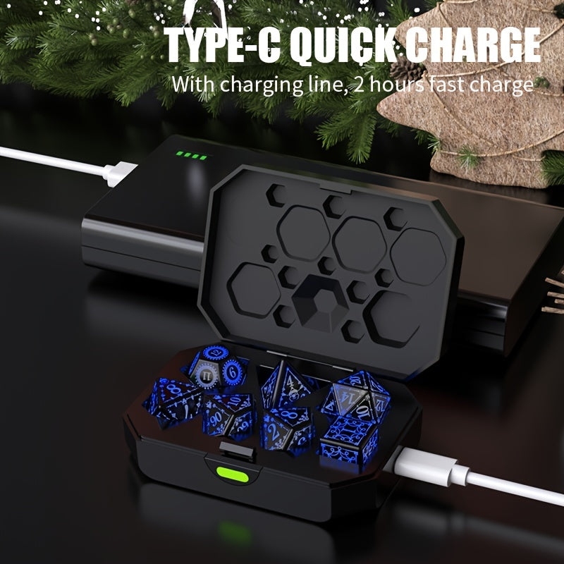 7pcs Rechargeable LED Metal Flashy Dices